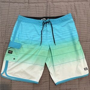 Billabong Men's Aqua and Mint Board Swim Shorts